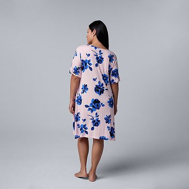 Plus Size Simply Vera Vera Wang Cozy Short Sleeve Sleepshirt