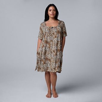 Plus Size Simply Vera Vera Wang Cozy Short Sleeve Sleepshirt