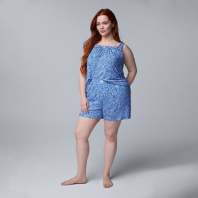 Plus Size Simply Vera Vera Wang Cozy Short Sleeve Pajama Top & Pajama Boxer Set
