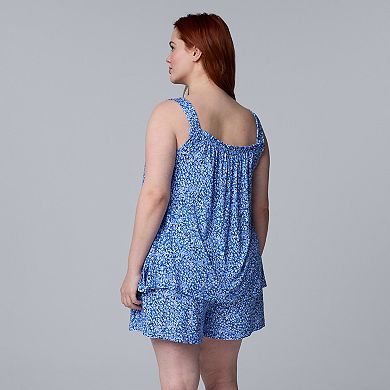 Plus Size Simply Vera Vera Wang Cozy Short Sleeve Pajama Top & Pajama Boxer Set
