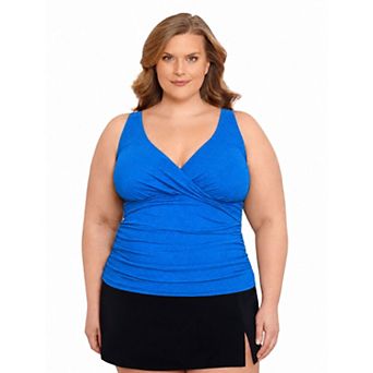 Plus Size Bal Harbour Crossover Tankini Swim Top