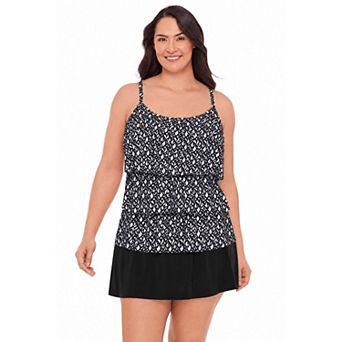 Plus Size Bal Harbour Triple Tier Tankini Swim Top
