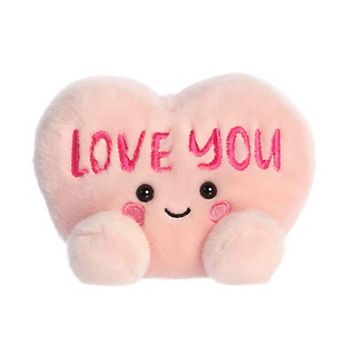 Aurora Mini Pink Adorable Stuffed Animal 5" Love You Candy Heart Palm Pals