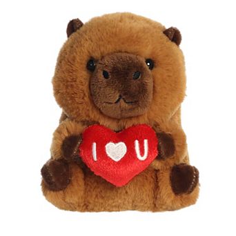 Aurora Mini Brown Playful Stuffed Animal 5" I Love U Capybara Rolly Pet