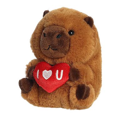 Aurora Mini Brown Playful Stuffed Animal 5" I Love U Capybara Rolly Pet