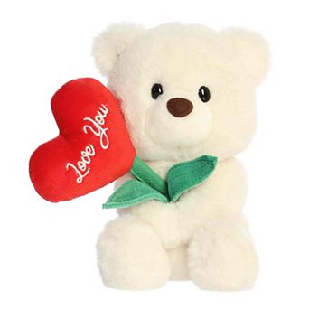 Aurora Small Cream Heartwarming Stuffed Animal 8" Blossoming Love Bear Valentine