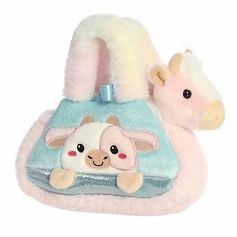 Aurora Small Pink Fashionable Stuffed Animal 7.5" Peek-A-Boo Strawberry Cow Fancy Pals