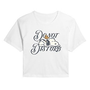Juniors' Peanuts Snoopy & Woodstock Do Not Disturb Cropped Tee
