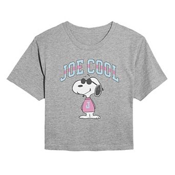 Juniors' Peanuts Joe Cool Graphic Cropped Tee