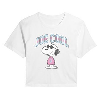 Juniors' Peanuts Joe Cool Graphic Cropped Tee