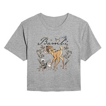 Juniors' Disney's Bambi Watercolor Cropped Tee