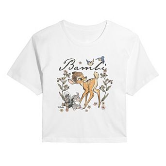 Juniors' Disney's Bambi Watercolor Cropped Tee