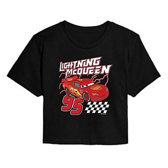 Juniors' Disney / PIxar's Cars Lightning McQueen 95 Graphic Cropped Tee