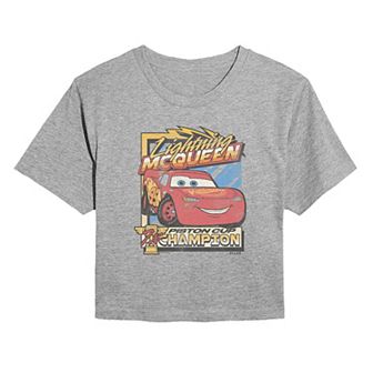 Juniors' Disney / Pixar's Cars Lightning McQueen Piston Cup Champion Cropped Tee
