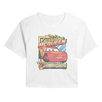 Juniors' Disney / Pixar's Cars Lightning McQueen Piston Cup Champion Cropped Tee