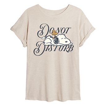 Juniors' Peanuts Snoopy & Woodstock Do Not Disturb Oversized Tee