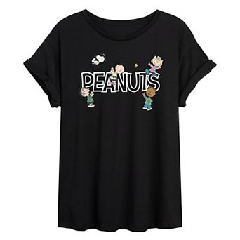 Juniors' Peanuts Friends Oversized Tee