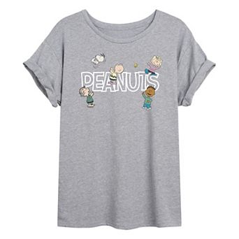 Juniors' Peanuts Friends Oversized Tee