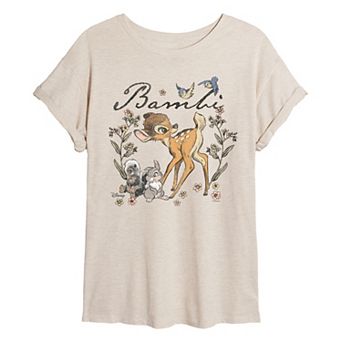 Juniors' Disney's Bambi Watercolor Oversized Tee