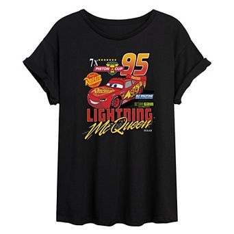 Juniors' Disney / Pixar's Cars Lightning McQueen Piston Cup Winner Oversized Tee