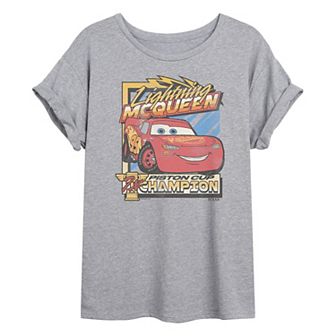 Juniors' Disney / Pixar's Cars Lightning McQueen Piston Cup Champion Oversized Tee