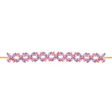 Brilliance Fine Silver-Plated Cubic Zirconia Cluster Adjustable Bracelet