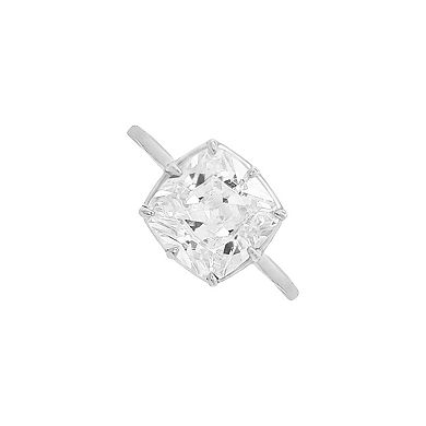 PRIMROSE Sterling Silver Cushion Cut Cubic Zirconia Ring