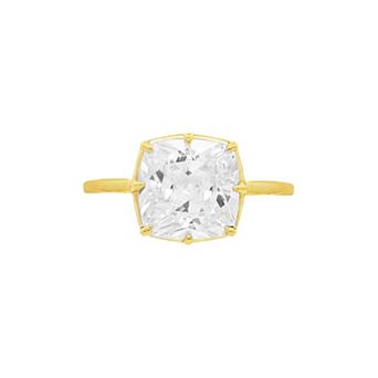 PRIMROSE Sterling Silver Cushion Cut Cubic Zirconia Ring