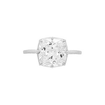 PRIMROSE Sterling Silver Cushion Cut Cubic Zirconia Ring
