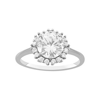 PRIMROSE Sterling Silver Cubic Zirconia Center Stone Ring