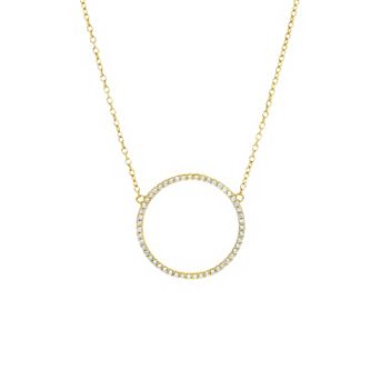 PRIMROSE Sterling Silver Cubic Zirconia Circle Pendant Necklace