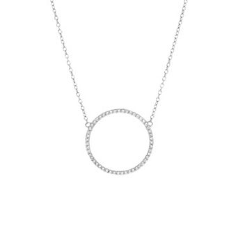 PRIMROSE Sterling Silver Cubic Zirconia Circle Pendant Necklace