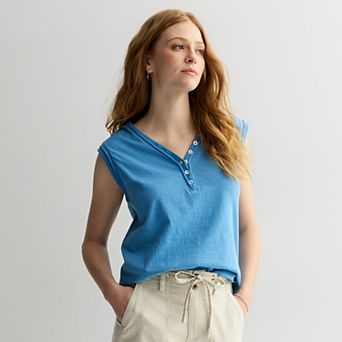 Women's Sonoma Goods For Life® Henley V-Neck Tank Top
