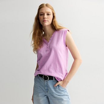 Women's Sonoma Goods For Life® Henley V-Neck Tank Top