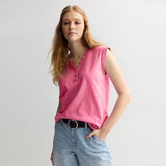 Women's Sonoma Goods For Life® Henley V-Neck Tank Top