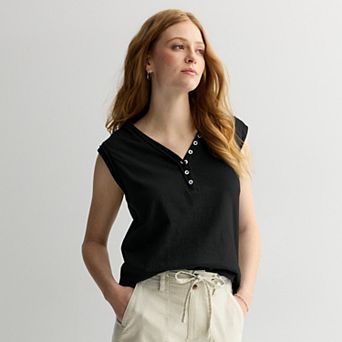 Women's Sonoma Goods For Life® Henley V-Neck Tank Top