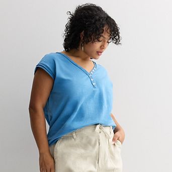Plus Size Sonoma Goods For Life® Henley V-Neck Tank Top
