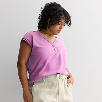 Plus Size Sonoma Goods For Life® Henley V-Neck Tank Top