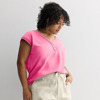 Plus Size Sonoma Goods For Life® Henley V-Neck Tank Top