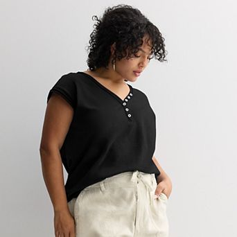 Plus Size Sonoma Goods For Life® Henley V-Neck Tank Top