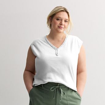 Plus Size Sonoma Goods For Life® Henley V-Neck Tank Top