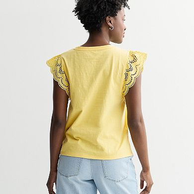 Women's Sonoma Goods For Life® Eyelet Sleeve Knit Top