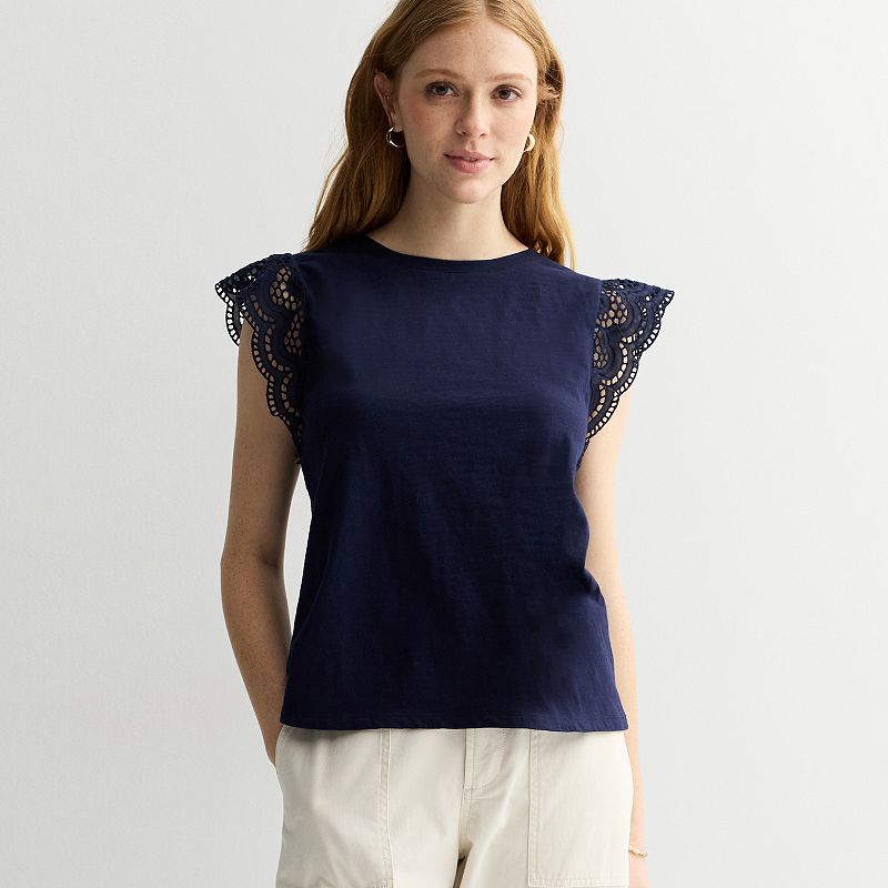 Women's Sonoma Goods For Life® Eyelet Sleeve Knit Top,