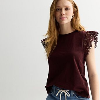 Women's Sonoma Goods For Life® Eyelet Sleeve Knit Top