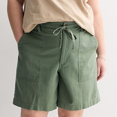 Plus Size Sonoma Goods For Life High Rise Linen Blend Bermuda Shorts