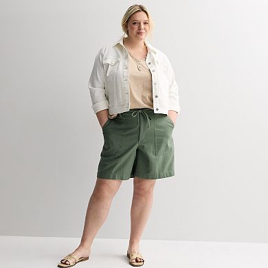 Plus Size Sonoma Goods For Life High Rise Linen Blend Bermuda Shorts