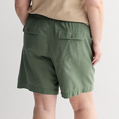 Plus Size Sonoma Goods For Life High Rise Linen Blend Bermuda Shorts
