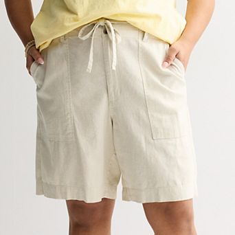 Plus Size Sonoma Goods For Life® High Rise Linen Blend Bermuda Shorts