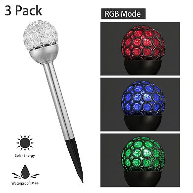 Solarek 3 Pcs Solar Ball Lights Outdoor Waterproof RGB Garden Lamps for Landscape Patio Christmas Dé