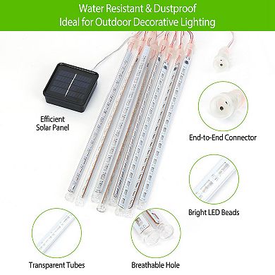 Solar Meteor Shower Lights 9.84FT Raindrop String Lamp Waterproof for Tree Garden Party Decor